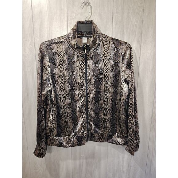 Mirror Image Snake Print zip-up jacket XL Classy Club Sparkle - Picture 1 of 6